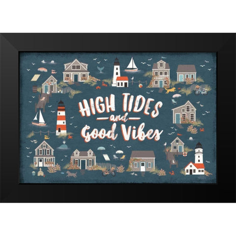 Seaside Village IV Black Modern Wood Framed Art Print by Marshall, Laura