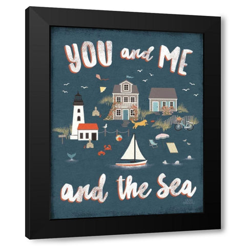 Seaside Village V Black Modern Wood Framed Art Print by Marshall, Laura