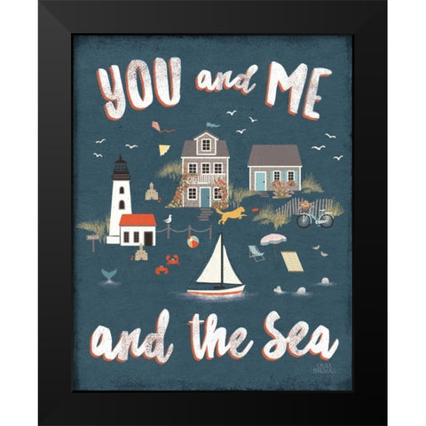 Seaside Village V Black Modern Wood Framed Art Print by Marshall, Laura