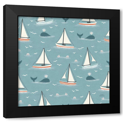 Seaside Village Pattern III Black Modern Wood Framed Art Print with Double Matting by Marshall, Laura