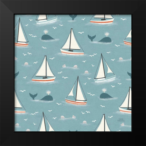 Seaside Village Pattern III Black Modern Wood Framed Art Print by Marshall, Laura