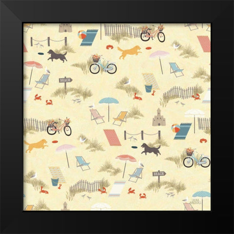 Seaside Village Pattern VI Black Modern Wood Framed Art Print by Marshall, Laura