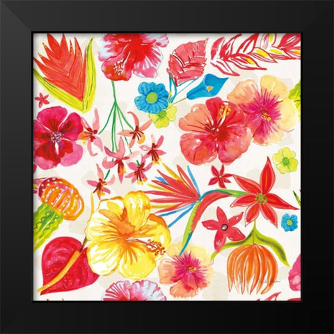 Tutti Frutti Pattern IA Black Modern Wood Framed Art Print by Zaman, Farida