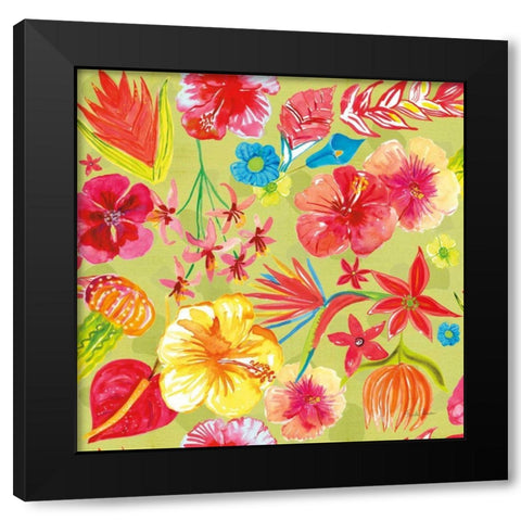 Tutti Frutti Pattern IC Black Modern Wood Framed Art Print with Double Matting by Zaman, Farida