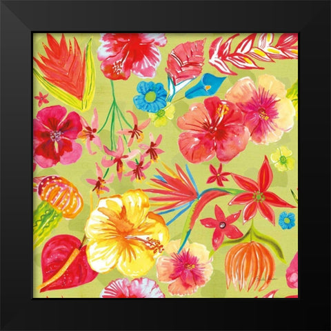 Tutti Frutti Pattern IC Black Modern Wood Framed Art Print by Zaman, Farida