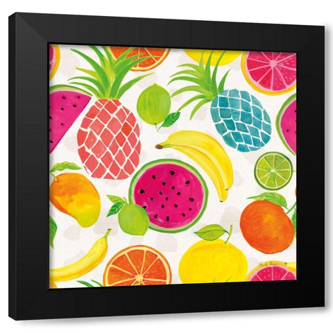 Tutti Frutti Pattern IIIA Black Modern Wood Framed Art Print with Double Matting by Zaman, Farida