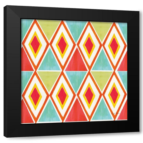 Tutti Frutti Pattern VIA Black Modern Wood Framed Art Print by Zaman, Farida