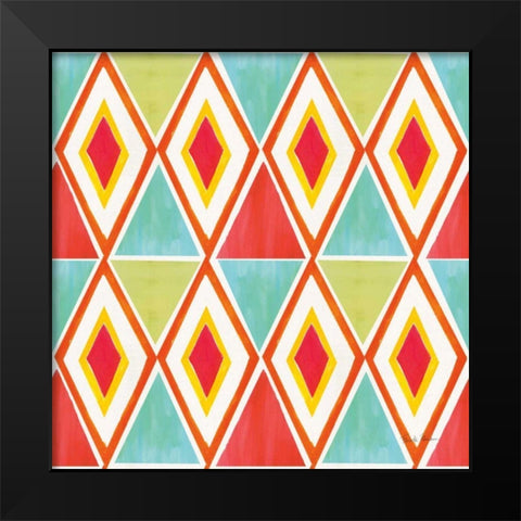 Tutti Frutti Pattern VIA Black Modern Wood Framed Art Print by Zaman, Farida