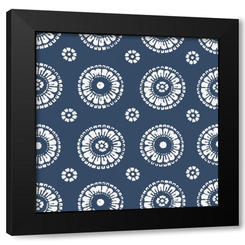 Free Bird Laos Pattern Indigo Black Modern Wood Framed Art Print with Double Matting by Brissonnet, Daphne