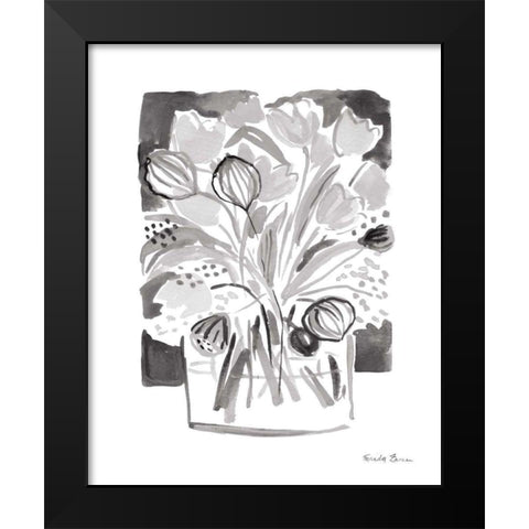 Lemon Green Tulips II Black Modern Wood Framed Art Print by Zaman, Farida