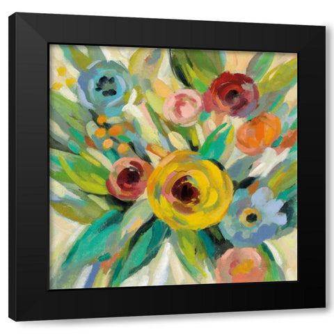 Vivid Coral Floral III Black Modern Wood Framed Art Print with Double Matting by Vassileva, Silvia