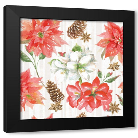 Holiday Flora Pattern IA Black Modern Wood Framed Art Print with Double Matting by Grove, Beth