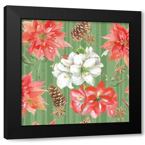 Holiday Flora Pattern IB Black Modern Wood Framed Art Print with Double Matting by Grove, Beth