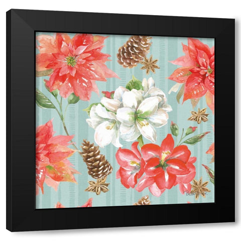 Holiday Flora Pattern IC Black Modern Wood Framed Art Print by Grove, Beth