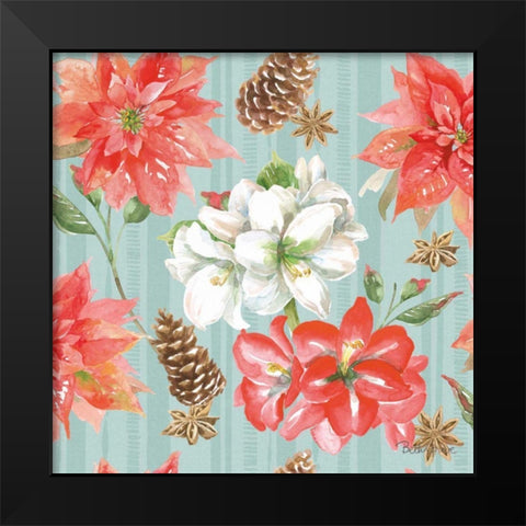Holiday Flora Pattern IC Black Modern Wood Framed Art Print by Grove, Beth