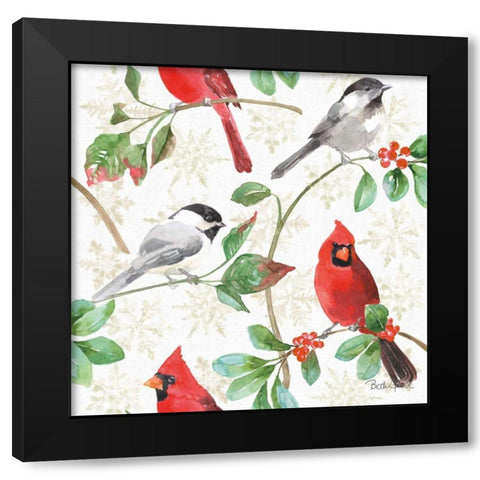 Holiday Flora Pattern IIIA Black Modern Wood Framed Art Print with Double Matting by Grove, Beth