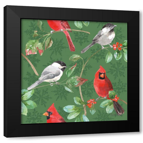 Holiday Flora Pattern IIIB Black Modern Wood Framed Art Print with Double Matting by Grove, Beth