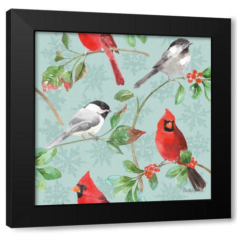 Holiday Flora Pattern IIIC Black Modern Wood Framed Art Print with Double Matting by Grove, Beth