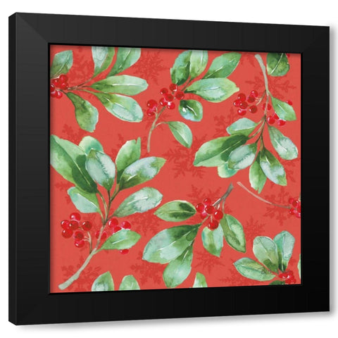 Holiday Flora Pattern VB Black Modern Wood Framed Art Print with Double Matting by Grove, Beth