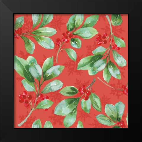 Holiday Flora Pattern VB Black Modern Wood Framed Art Print by Grove, Beth