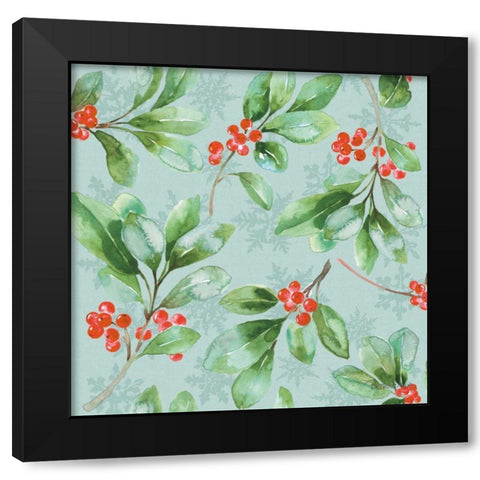 Holiday Flora Pattern VC Black Modern Wood Framed Art Print with Double Matting by Grove, Beth