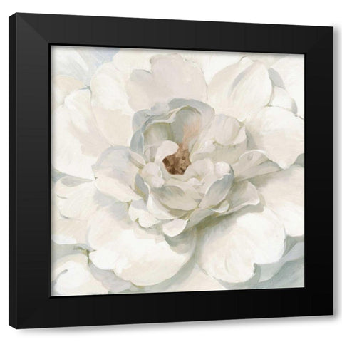 Neutral Peony Black Modern Wood Framed Art Print with Double Matting by Nai, Danhui