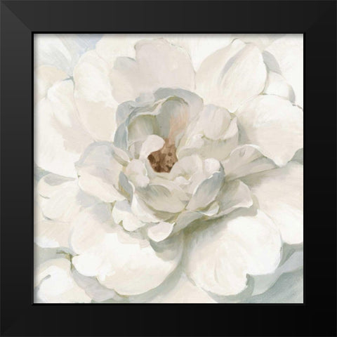 Neutral Peony Black Modern Wood Framed Art Print by Nai, Danhui