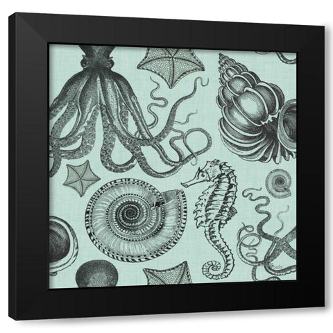 Coastal Farmhouse Pattern IB Black Modern Wood Framed Art Print with Double Matting by Pela Studio