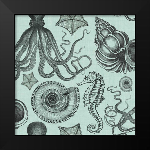 Coastal Farmhouse Pattern IB Black Modern Wood Framed Art Print by Pela Studio