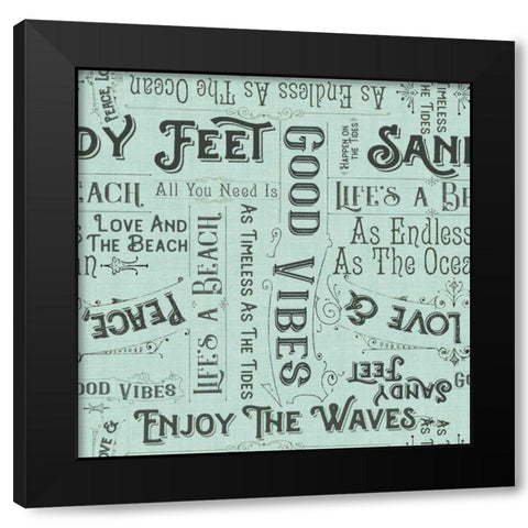 Coastal Farmhouse Pattern IIB Black Modern Wood Framed Art Print with Double Matting by Pela Studio