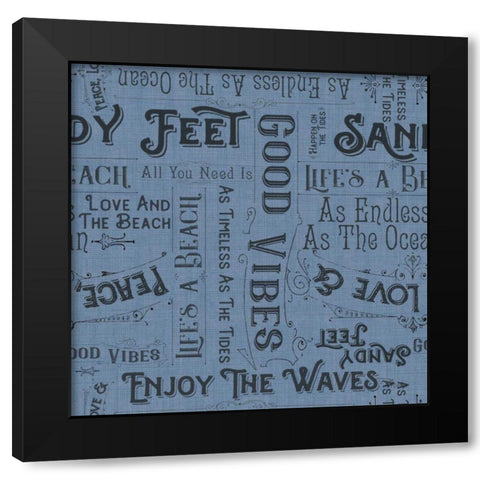 Coastal Farmhouse Pattern IIC Black Modern Wood Framed Art Print with Double Matting by Pela Studio
