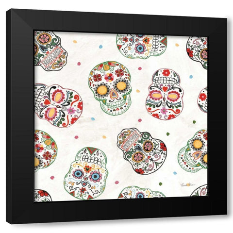 Homage to Frida Pattern IA Black Modern Wood Framed Art Print with Double Matting by Zaman, Farida