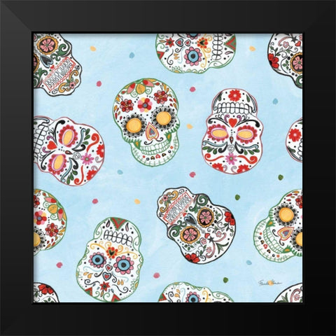 Homage to Frida Pattern IB Black Modern Wood Framed Art Print by Zaman, Farida