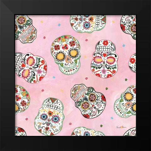 Homage to Frida Pattern IC Black Modern Wood Framed Art Print by Zaman, Farida