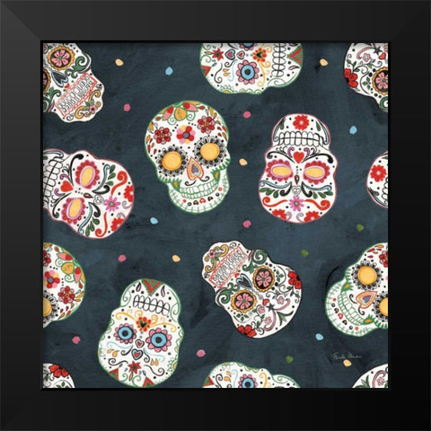 Homage to Frida Pattern ID Black Modern Wood Framed Art Print by Zaman, Farida