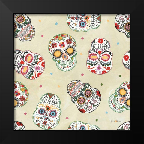 Homage to Frida Pattern IE Black Modern Wood Framed Art Print by Zaman, Farida