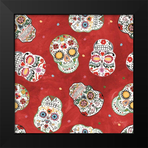 Homage to Frida Pattern IF Black Modern Wood Framed Art Print by Zaman, Farida