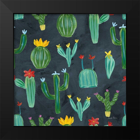 Homage to Frida Pattern IID Black Modern Wood Framed Art Print by Zaman, Farida