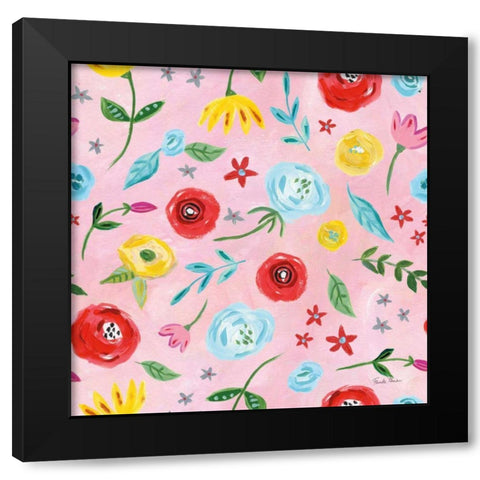 Homage to Frida Pattern IVB Black Modern Wood Framed Art Print with Double Matting by Zaman, Farida