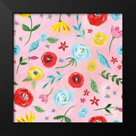 Homage to Frida Pattern IVB Black Modern Wood Framed Art Print by Zaman, Farida