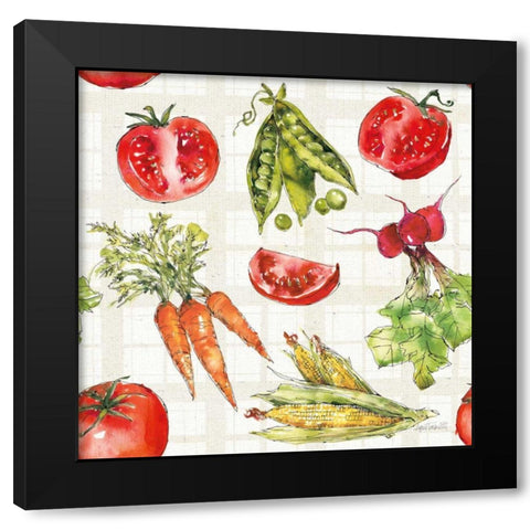Veggie Market Pattern IA Black Modern Wood Framed Art Print with Double Matting by Tavoletti, Anne