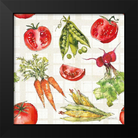 Veggie Market Pattern IA Black Modern Wood Framed Art Print by Tavoletti, Anne