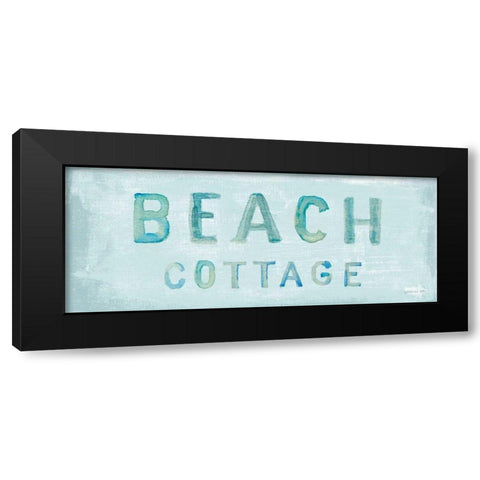 Beach Cottage Sign Black Modern Wood Framed Art Print with Double Matting by Nai, Danhui