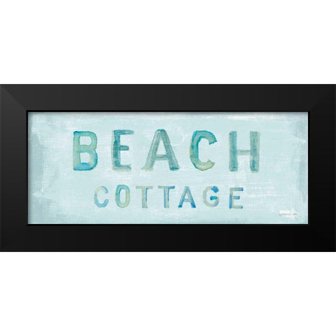 Beach Cottage Sign Black Modern Wood Framed Art Print by Nai, Danhui