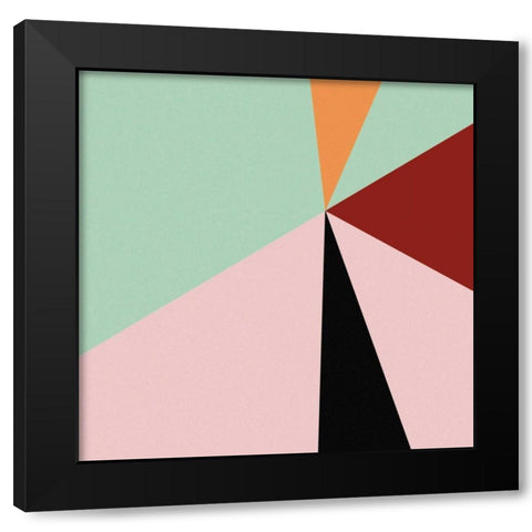 Color Block III Bright Black Modern Wood Framed Art Print by Wild Apple Portfolio