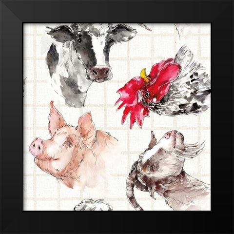 Farm Signs Pattern IA Black Modern Wood Framed Art Print by Tavoletti, Anne