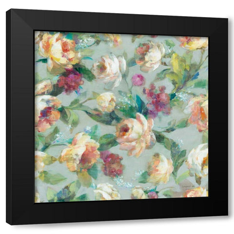 Summer Garden Pattern I Black Modern Wood Framed Art Print with Double Matting by Nai, Danhui