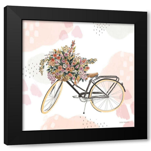 Sweet Paris II Bike Black Modern Wood Framed Art Print with Double Matting by Marshall, Laura