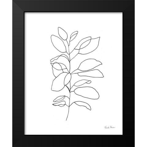 Doodle Leaves I Black Modern Wood Framed Art Print by Zaman, Farida