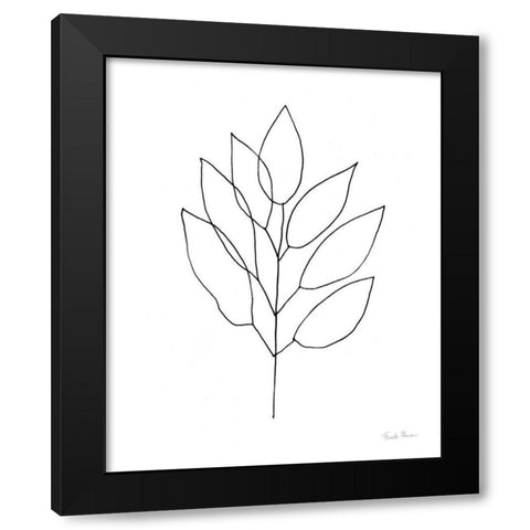 Doodle Leaves II Black Modern Wood Framed Art Print with Double Matting by Zaman, Farida
